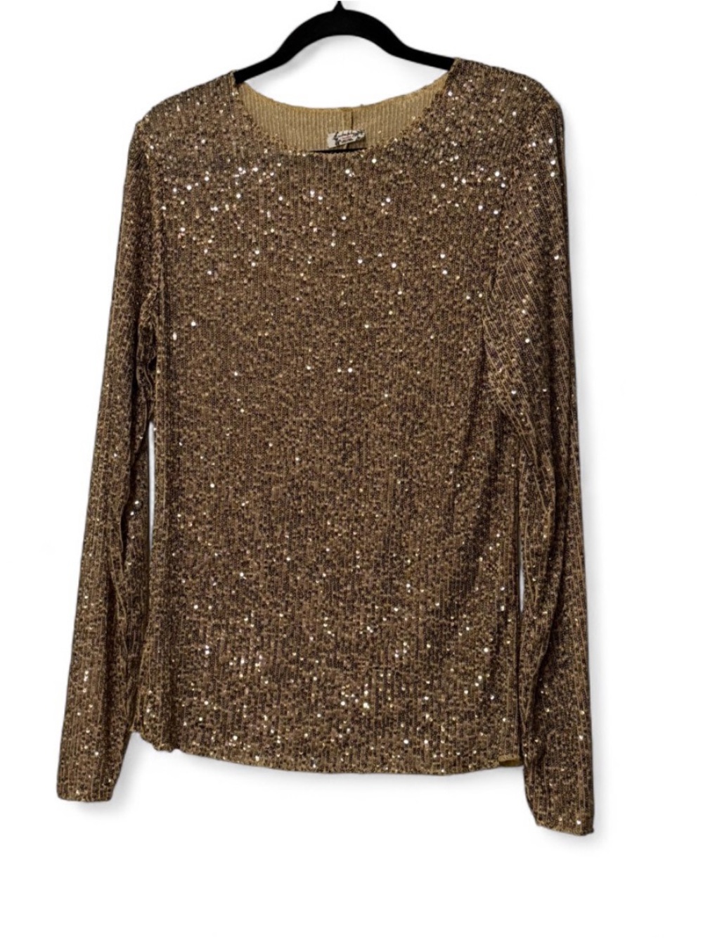 Elegant Intimately Free People Gold Sequin Long Sleeve Top Mesh Shimmer Party NY